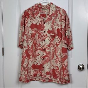 Tommy Bahama floral linen button up short sleeve men’s shirt. XL